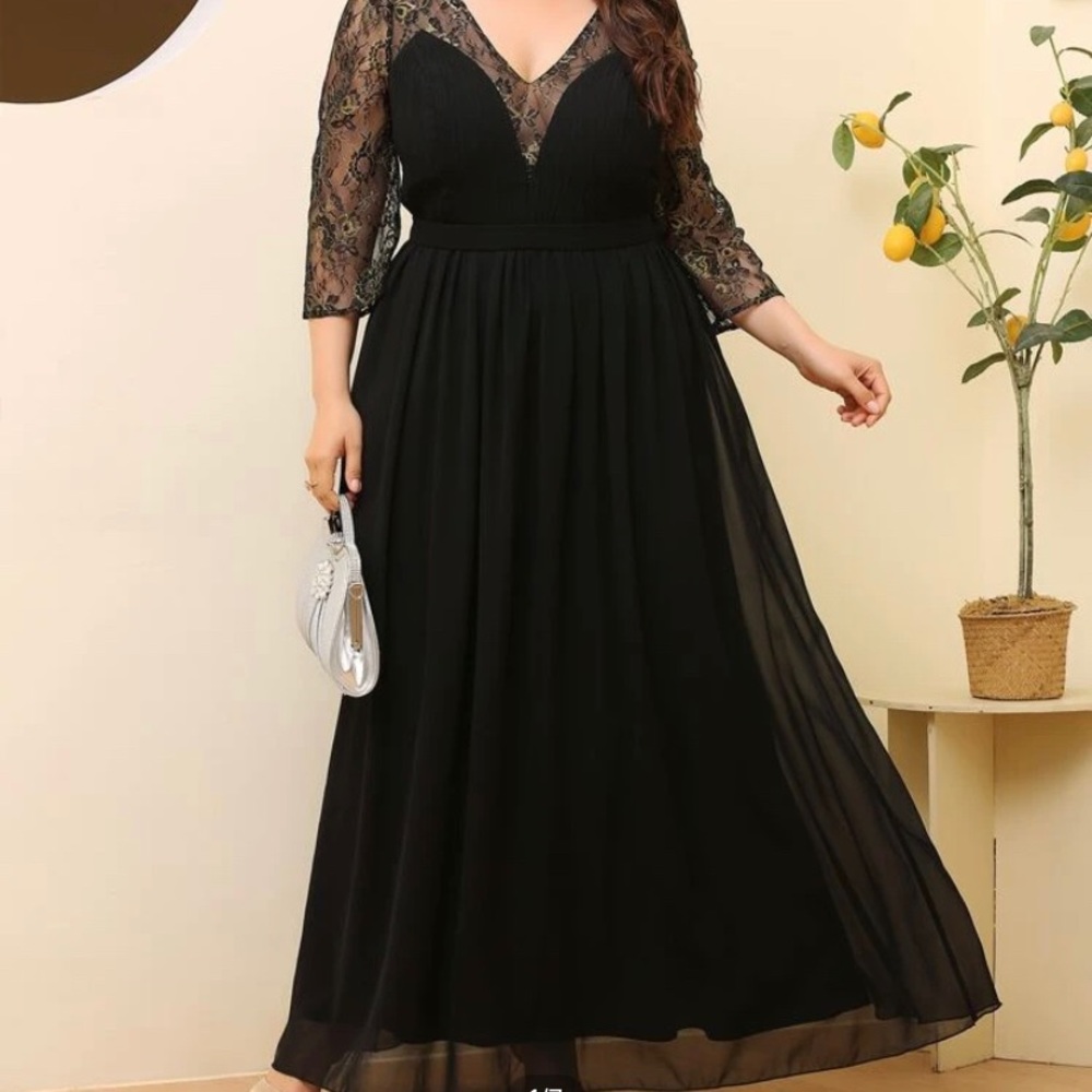 SHEIN Curve Long Sleeve Full Length Dress